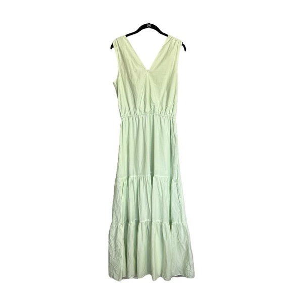 NWT Banana Republic organic cotton tencil tiered maxi dress size M Tall green - Picture 3 of 14